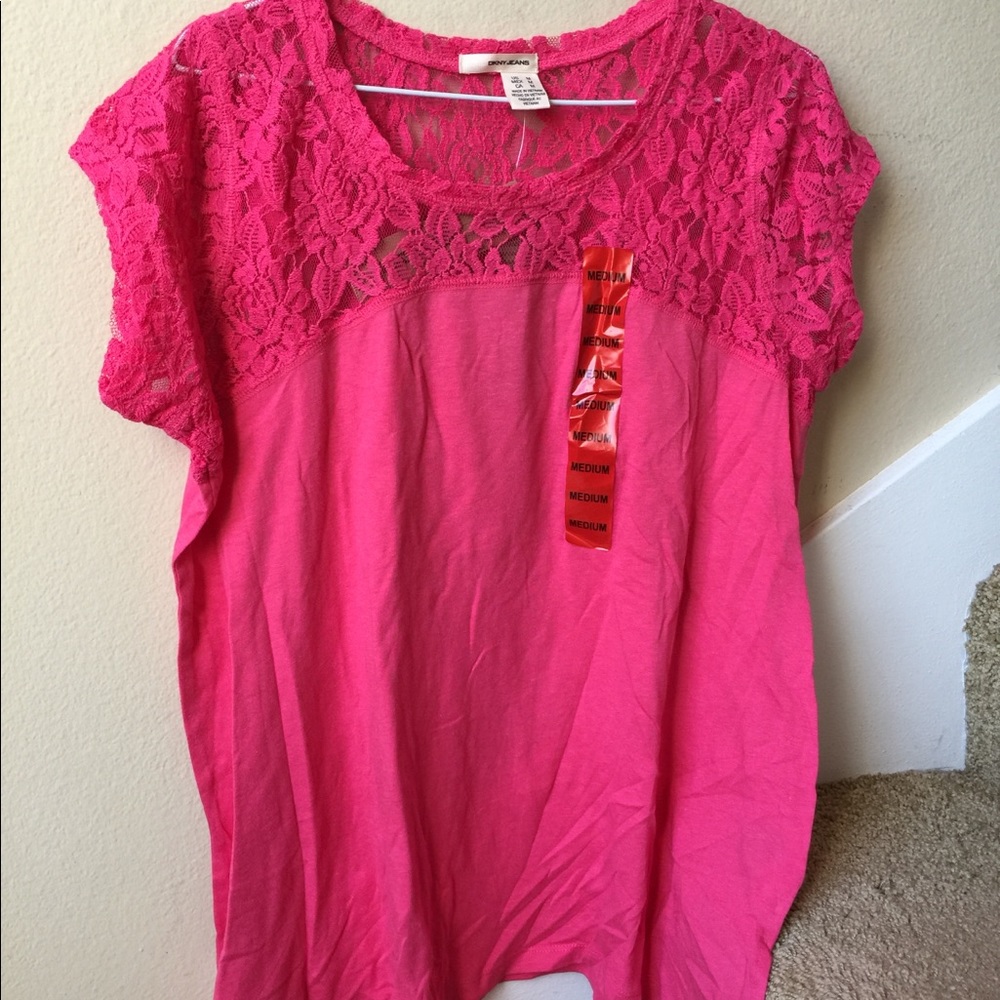 DKNY jeans hot pink short t-shirt